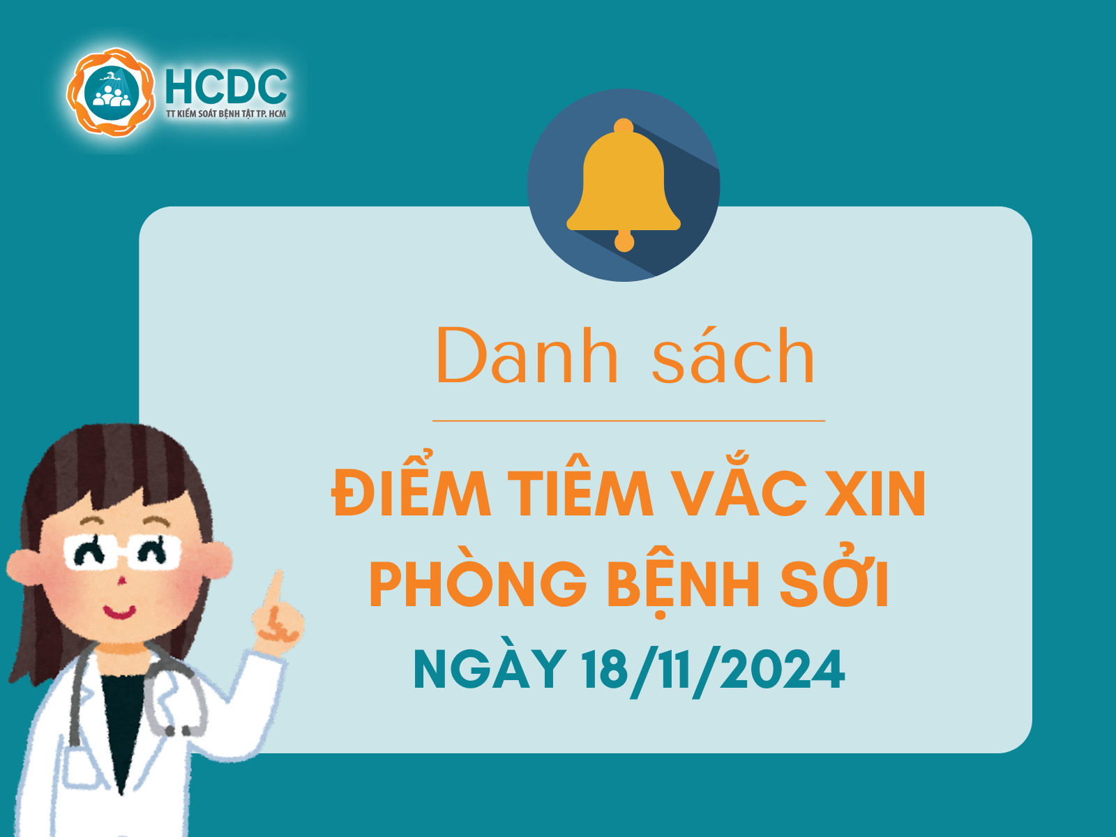 Danh sách điểm tiêm vắc xin phòng bệnh sởi ngày 18/11/2024